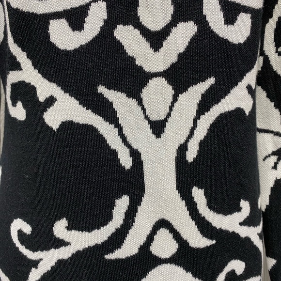 Damask Print Black & White Sweater Dress Size L - Picture 2 of 7